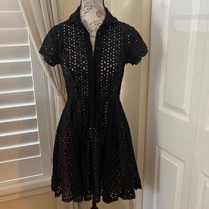 BCBG Max Azria Black Eyelet Shirt Dress • Size 0